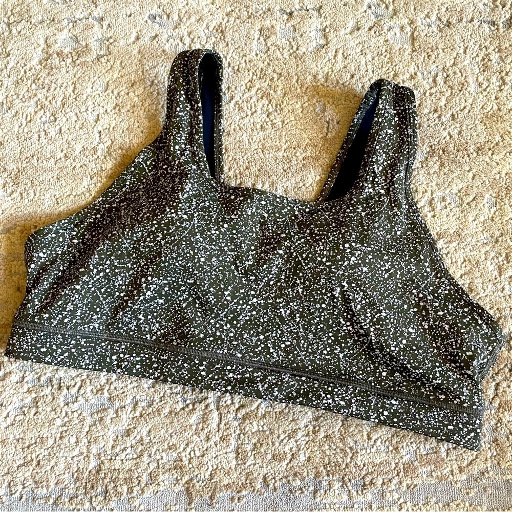ZYIA Sports Bra Green Speckled Wireless Removable Cups Key Hole Back: XXXL